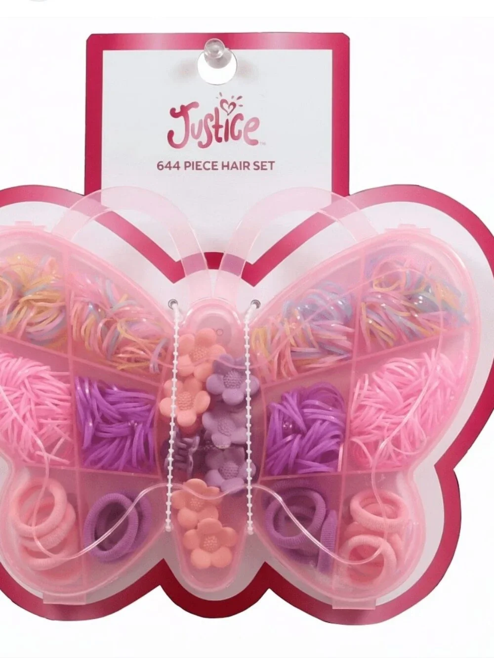 Justice Girls' Butterfly Case Hair Accessories Set - Pink & Purple